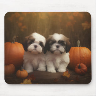 Shih Tzu Puppy Autumn Delight Pumpkin  Mouse Pad