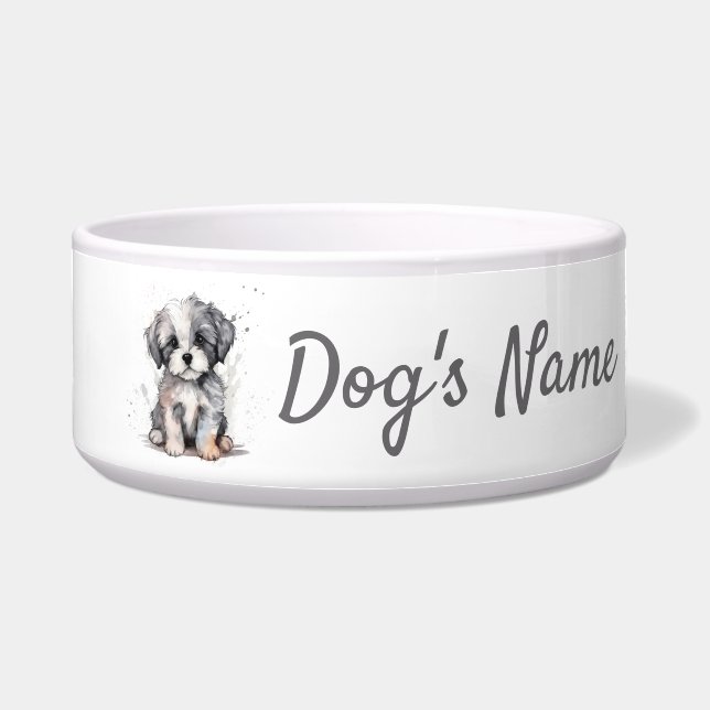 Shih Tzu puppy Ceramic Pet Bowl (Front)