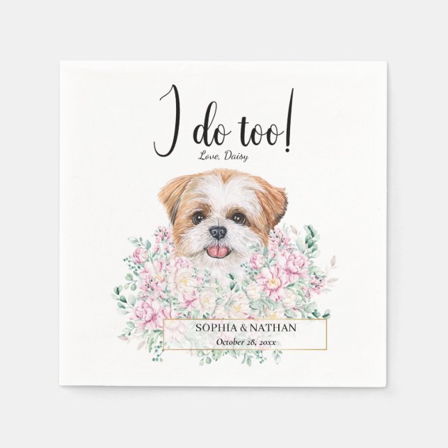Shih Tzu Puppy Dog Wedding Cocktail Napkins (Front)