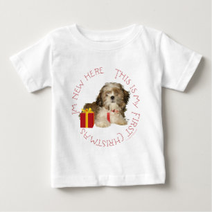 Shih Tzu Puppy First Christmas Baby T-Shirt