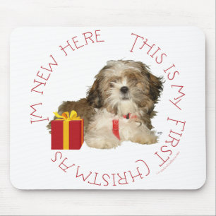 Shih Tzu Puppy First Christmas Mouse Pad