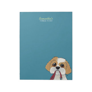 Shih Tzu Puppy on Blue To Do List Notepad
