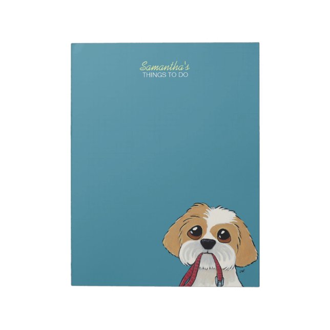 Shih Tzu Puppy on Blue To Do List Notepad (Rotated)