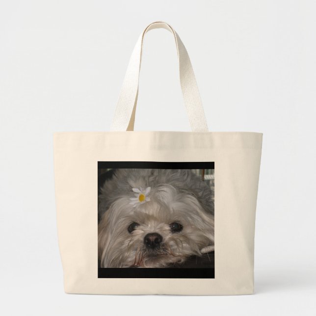Shih Tzu Puppy Purse Large Tote Bag (Front)