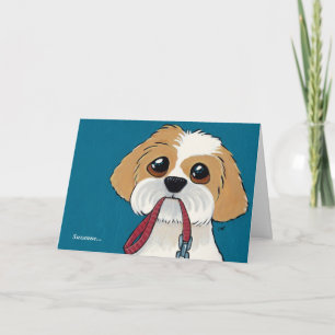 Shih Tzu Puppy with Lead Thank You Card