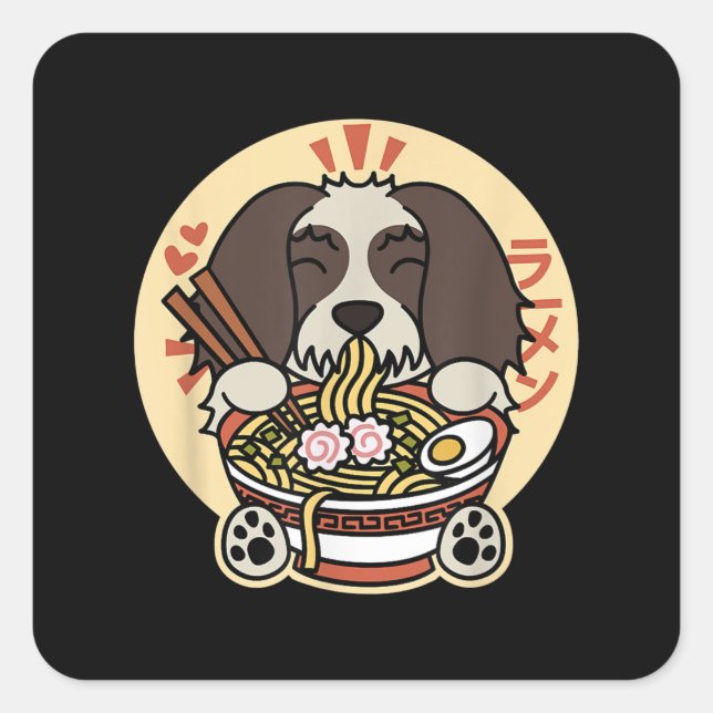 Shih Tzu Ramen Funny Dog Gift Square Sticker (Front)