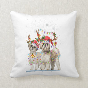 Shih Tzu Reindeer Xmas Light Christmas Gift Cushion