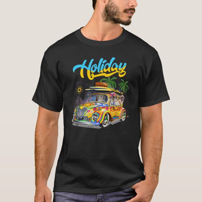 Shih Tzu Riding Camping Van Holiday  Summer Vacati T-Shirt (Front)