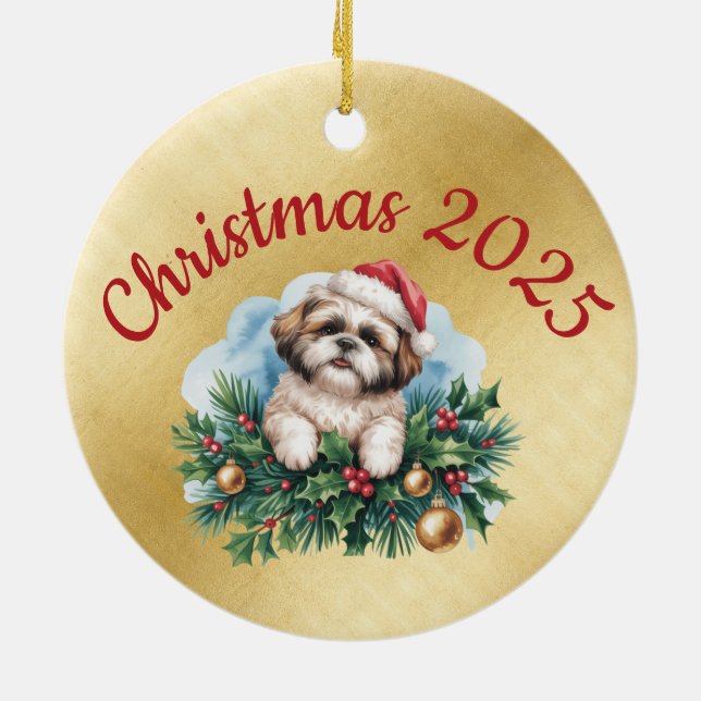 Shih Tzu Round Christmas Ornament  (Back)