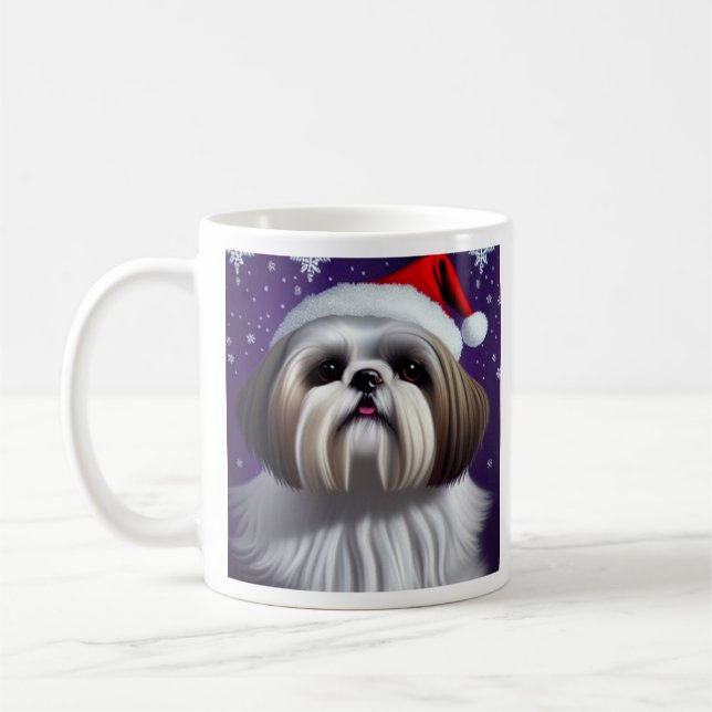 Shih Tzu, Santa, Christmas  Coffee Mug (Left)