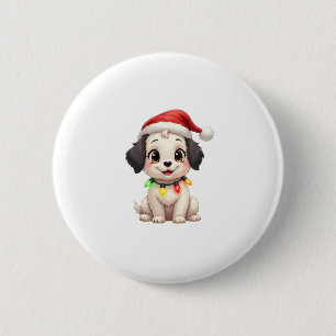 Shih Tzu Santa Christmas Tree Lights Xmas Dog Love 6 Cm Round Badge