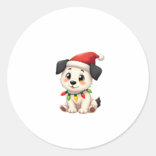 Shih Tzu Santa Christmas Tree Lights Xmas Dog Love Classic Round Sticker