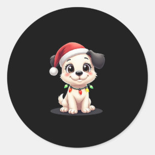 Shih Tzu Santa Christmas Tree Lights Xmas Dog Love Classic Round Sticker