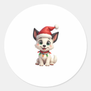 Shih Tzu Santa Christmas Tree Lights Xmas Dog Love Classic Round Sticker