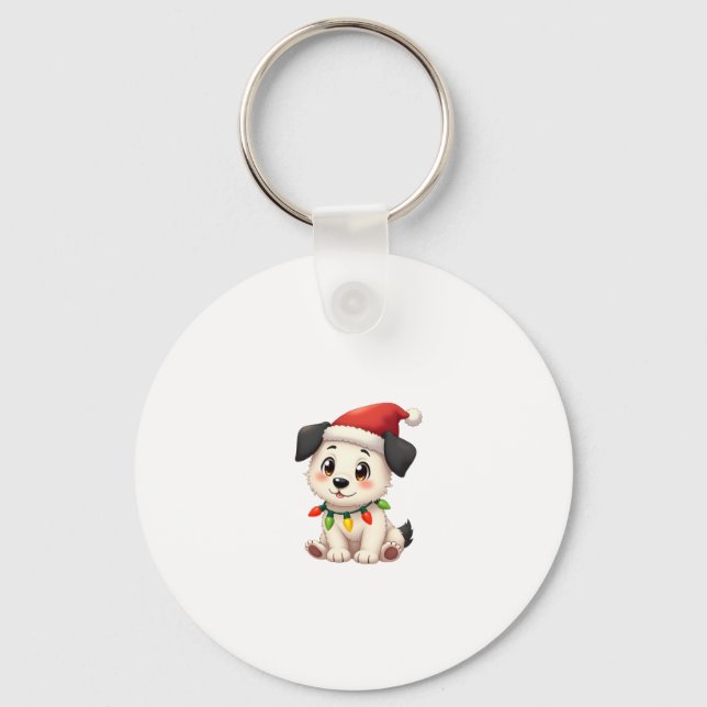 Shih Tzu Santa Christmas Tree Lights Xmas Dog Love Key Ring (Front)