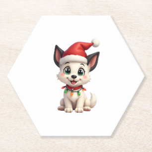 Shih Tzu Santa Christmas Tree Lights Xmas Dog Love Paper Coaster