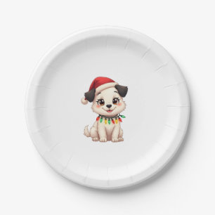 Shih Tzu Santa Christmas Tree Lights Xmas Dog Love Paper Plate