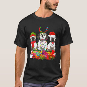 Shih Tzu Santa Hat Dog Xmas Tree Lights T-Shirt