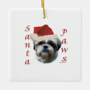 Shih Tzu Santa Paws Ceramic Ornament