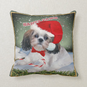Shih Tzu Santa Paws Christmas Pillows