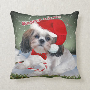 Shih Tzu Santa Paws Cushion