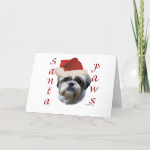 Shih Tzu Santa Paws Holiday Card