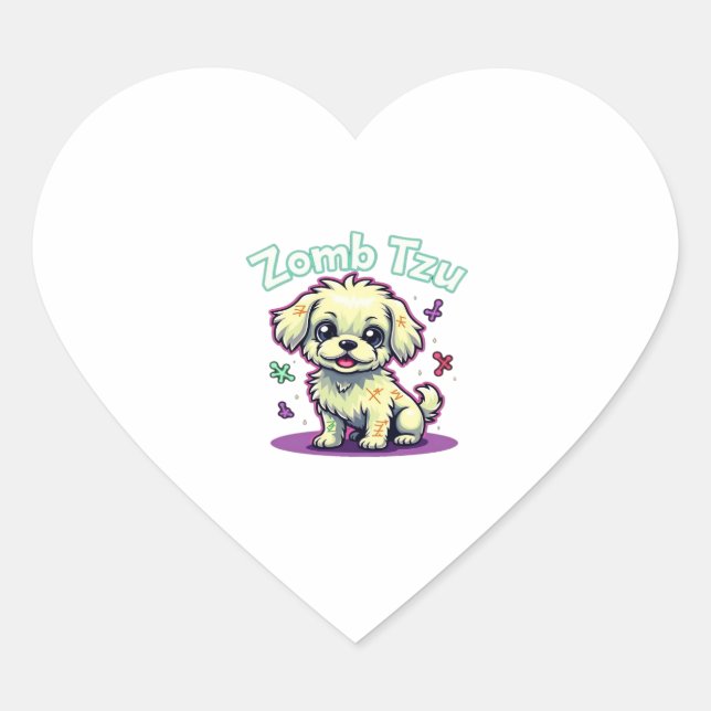 Shih Tzu Shihtzu Zombie Dog Halloween Oversized T- Heart Sticker (Front)
