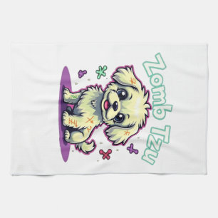 Shih Tzu Shihtzu Zombie Dog Halloween Oversized T- Tea Towel