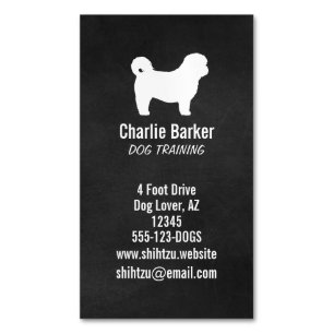 Shih Tzu Silhouette Chalkboard Style Vertical Magnetic Business Card