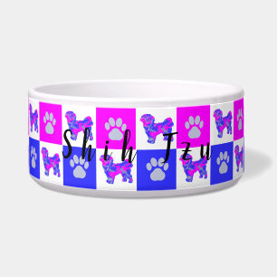 Shih Tzu Silhouette Dog & Paw Hot Pink & Blue