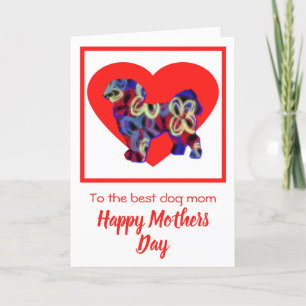 Shih Tzu Silhouette Dog Red Heart Mothers Day Card