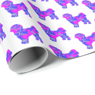 Shih Tzu Silhouette Pink & Blue Dog White Paper