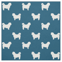 Shih Tzu Silhouettes Blue and White Patterned