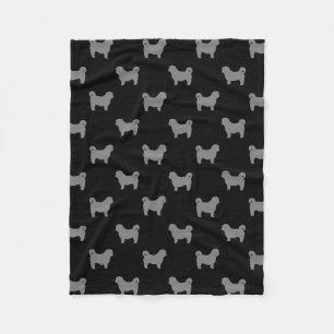 Shih Tzu Silhouettes Pattern Fleece Blanket