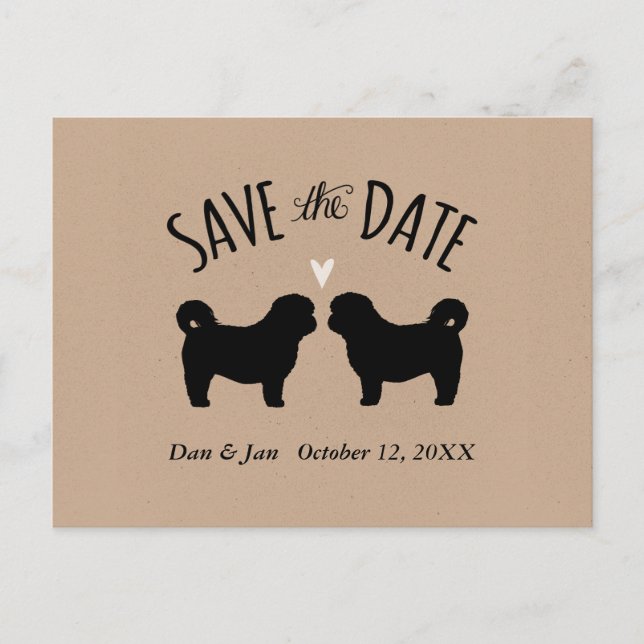 Shih Tzu Silhouettes Wedding Save the Date Announcement Postcard (Front)
