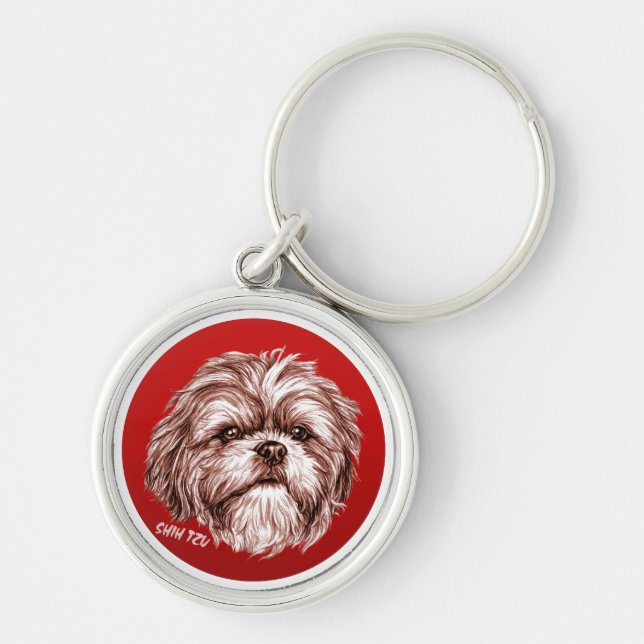 Shih Tzu Sketch Key Ring (Front)