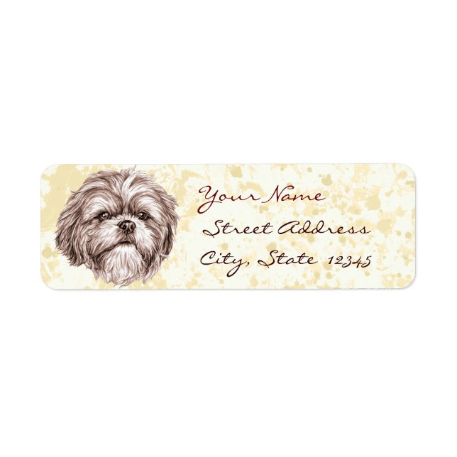 Shih Tzu Sketch Return Address Label (Front)