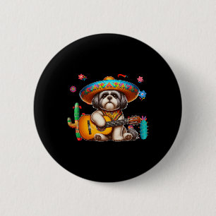 Shih Tzu Sombrero Mexican Guitar Cinco De Mayo Own 6 Cm Round Badge