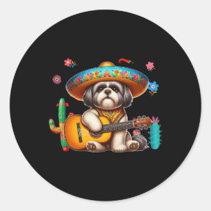 Shih Tzu Sombrero Mexican Guitar Cinco De Mayo Own Classic Round Sticker