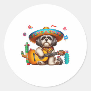 Shih Tzu Sombrero Mexican Guitar Cinco De Mayo Own Classic Round Sticker