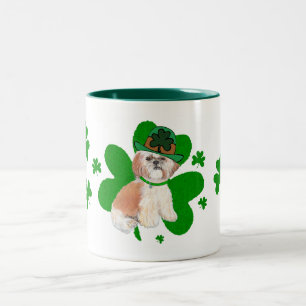 Shih Tzu St Patricks Day Two-Tone Coffee Mug