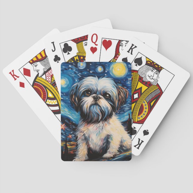 Shih Tzu Starry Night Playing Cards (Back)