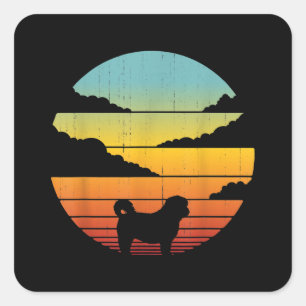 Shih Tzu Style 60s 70s Men Women Gifts Square Sticker