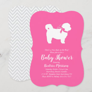Shih Tzu Teddy Bear Dog Baby Shower Pink Girl Invitation