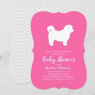 Shih Tzu Teddy Bear Dog Baby Shower Pink Girl Invitation