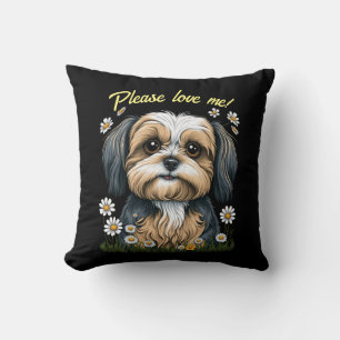 Shih Tzu Throw Pillow With Customisable Text