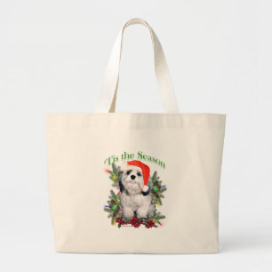 Shih Tzu 'Tis the Season Large Tote Bag