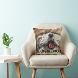 Shih tzu tongue funny vibes custom text cushion