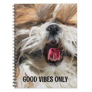 Shih tzu tongue funny vibes custom text notebook