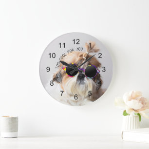 Shih Tzu Too Cool for you Sunglasses Photo Large Clock